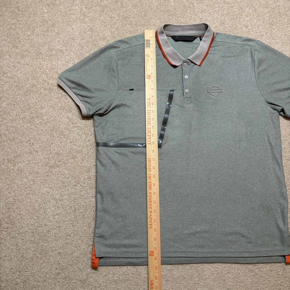 Harley-Davidson Polo Shirt Mens Large Gray Slim Fit Zip Pocket Performance Moto - Picture 8 of 12